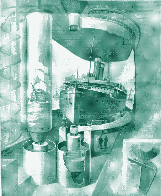 Image: Panorama of a steamboat.