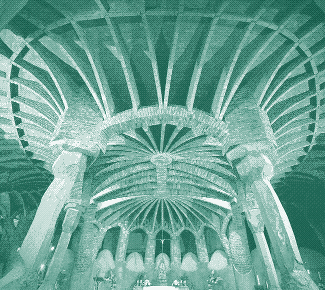 Image: The crypt of the Colonia Guell by Antoni Gaudí.