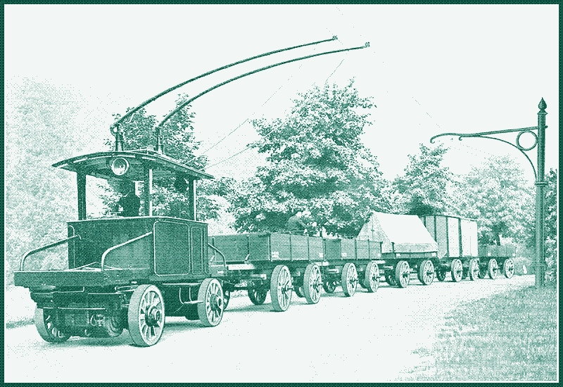 Image: Electric road train, 1901-1928, Sachsen, Germany.