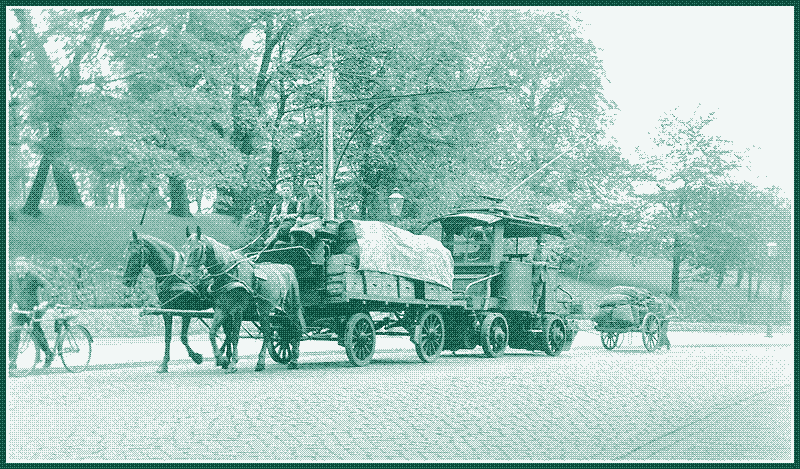 Image: Cargo system powered by electricity, human and animal power, 1912-1950, Hamburg, Germany.