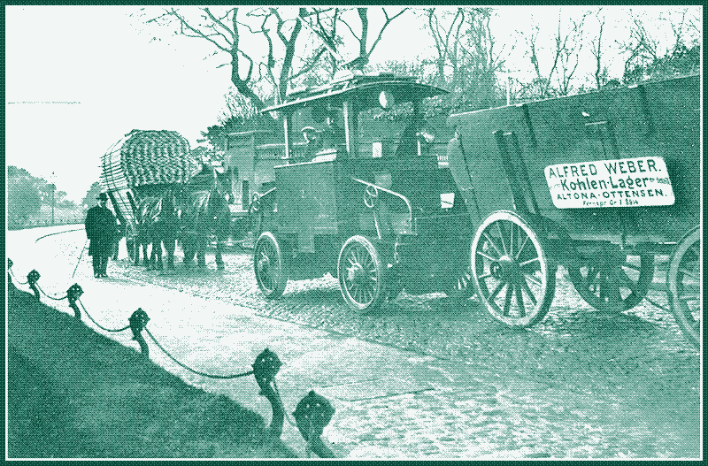 Image: Cargo system powered by electricity, human and animal power, 1912-1950, Hamburg, Germany.