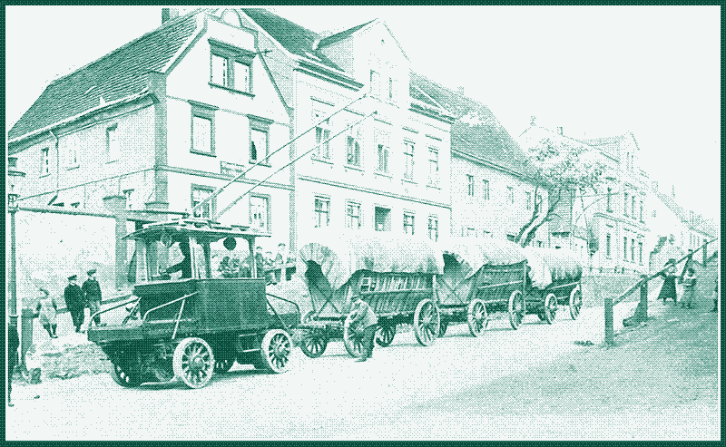Image: Electric road train, 1901-1928, Sachsen, Germany.