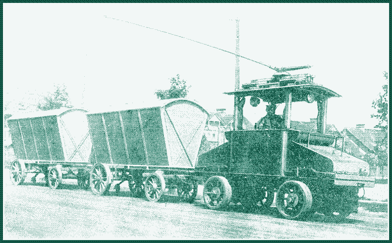 Image: Electric road train, 1901-1928, Sachsen, Germany.