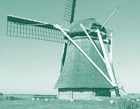 Image: The tailpole at the back of a windmill.