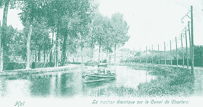 Image: A trolleyboat on the Charleroi canal in Belgium.