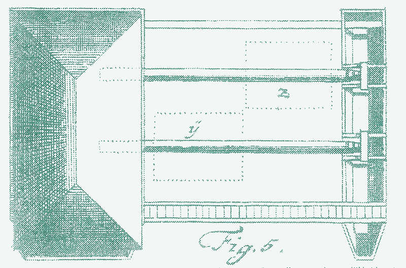 Image: A boat mill with two water wheels.