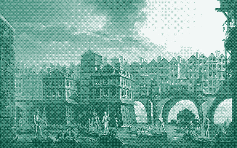 Image: The Pompe du Pont Notre Dame, a 1756 painting by J.B. Raguenet.