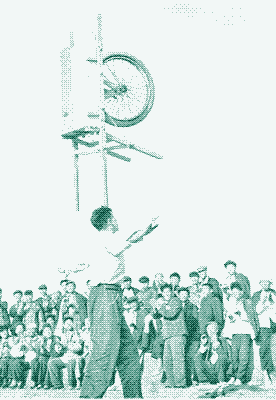 Image: Wheelbarrow acrobatics.