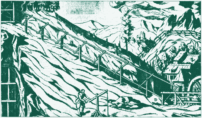 Power transmission and contouring by means of double rods, Georg von Löhneyss, 1617
