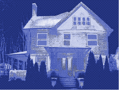 Infrared thermal image showing the heat loss of a building. Source.