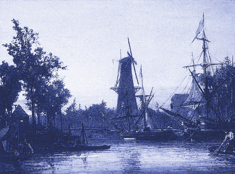 Binnenshaven Rotterdam, a painting by Jongkind Johan Berthold (1857)