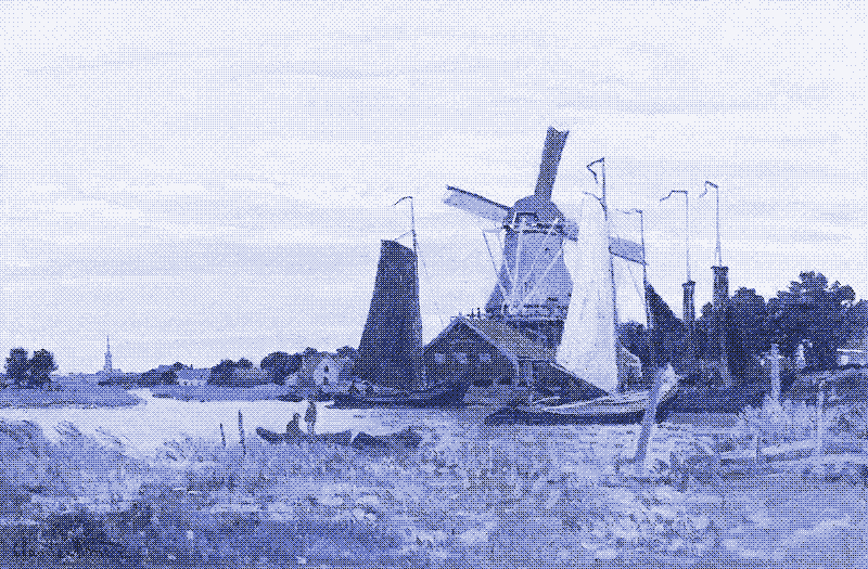 A Windmill at Zaandam, a painting by Claude Monet, 1871.