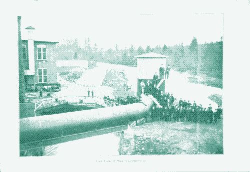 Image: Scientists gather to study the Taylor air compression system. Image: Canadian Journal of Fabrics,
septembre 1897.