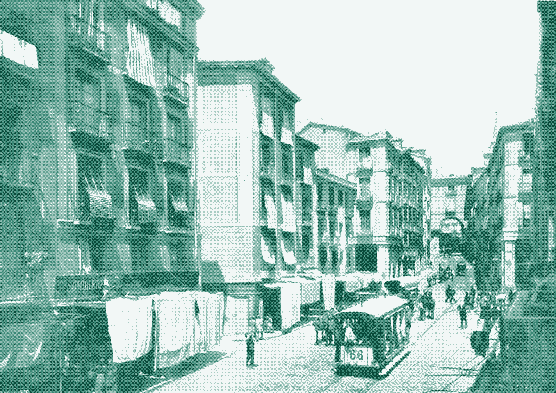 Image: A variety of awnings in a street in Madrid, Spain, in 1919. Image in the public domain.