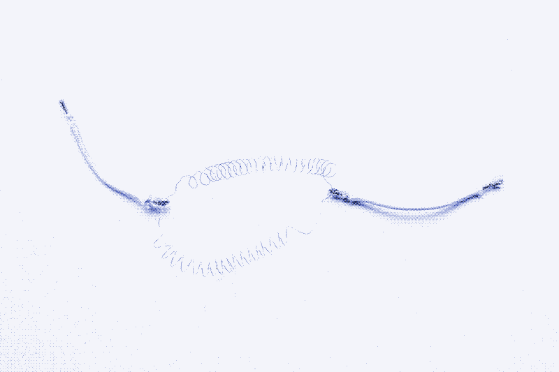 Image: The nichrome circuit, soldered to a pair of heat-resistant electric cables. Photo by Marie Verdeil.