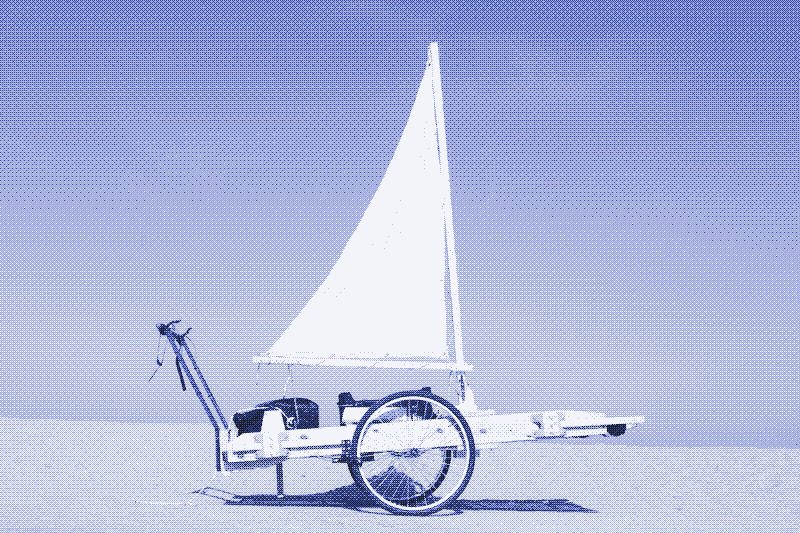 Image: The handcart, equipped with a sail. Photo by Kris De Decker.