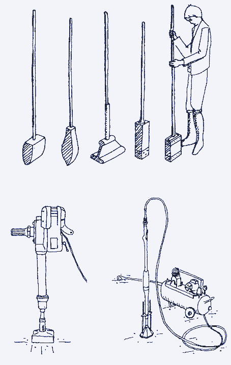 Herramientas de prensado manual y mecánico para la puesta en obra de muros de tierra apisonada [^3].