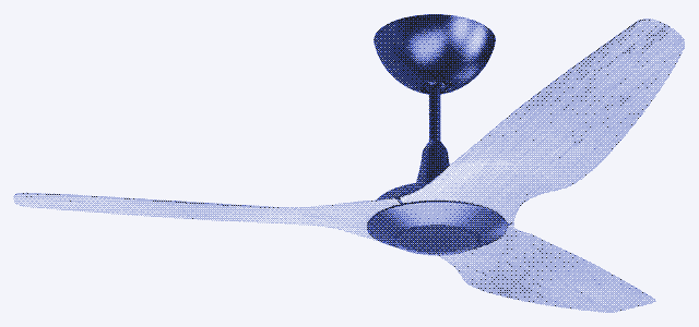 El ventilador de techo Haiku ventilator de techo de Big Ass Fans.El consumo de energía para un rango de uso medio es de 2 a 8 vatios.