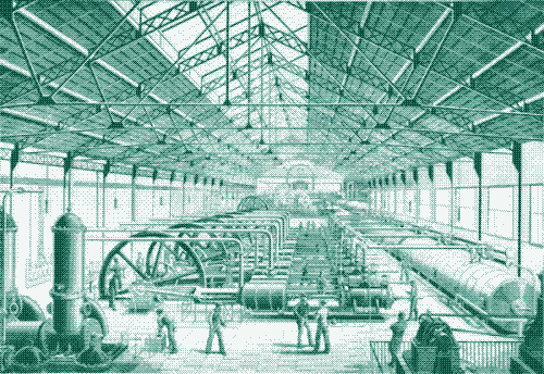 Central energetica de la red de aire comprimido en París. Fuente: Museo de Retrotecnología