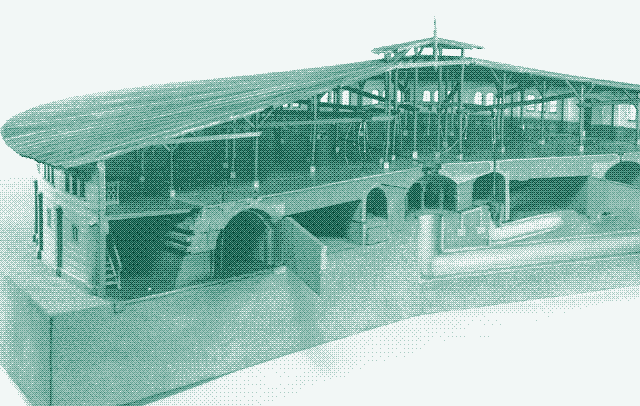 Image: maquette d&rsquo;un four Hoffmann ovale, construite en 1868. Elle est exposée au Musée des Arts et Métiers à Paris, en France.