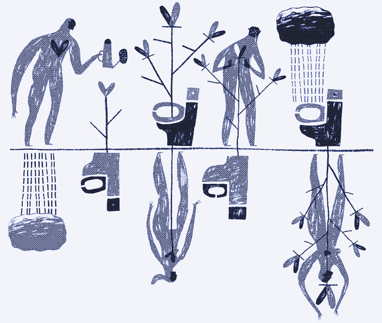 © Illustrations en rouge &amp; noir : Diego Marmolejo pour Low-Tech Magazine.