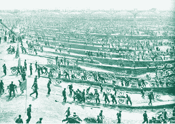 Utilisation des brouettes pour la gestion des inondations, Shandong, avant 1973.