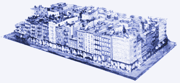 Îlot de Manhattan vers 1900, densité de 331 logements par acre. Source : The Density Atlas.