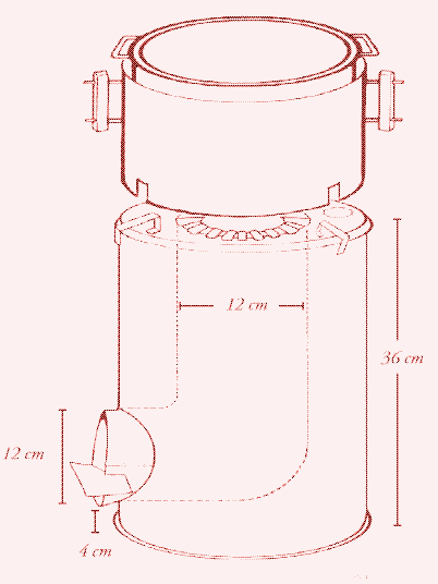 Poêle de masse rocket de 20 L.