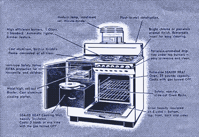 Une marmite norvégienne intégrée dans une cuisinière à gaz.