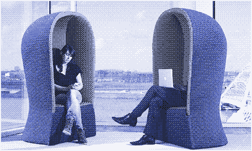 Une chaise-hotte protège de l’asymétrie de température radiative. “Ahrend Kaigan Chair”, Marijn van der Pol