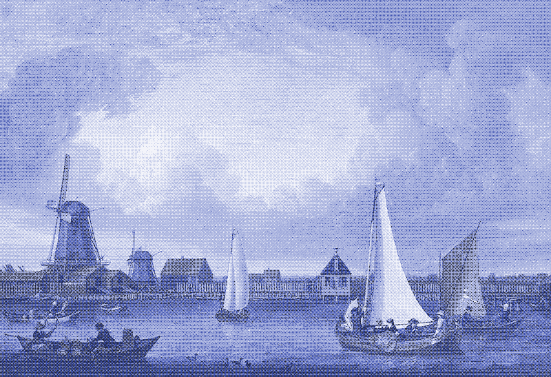 Abraham Storck: Vue du fleuve avec pêcheurs dans des barques, 1679.