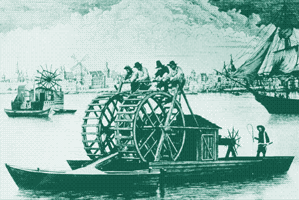 Des prisonniers manœuvrant un moulin de dragage. Image: Beeldarchief Rijkswaterstaat.