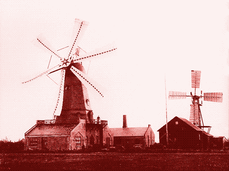 Les première éoliennes d’Europe, conçues par Paul La Cour au Danemark, étaient doté d’ailes traditionnelles avec des lattes de bois. Image: Paul La Cour Museum.