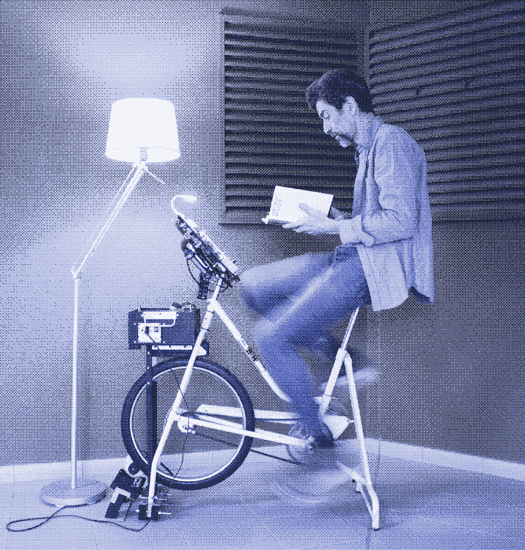 Image : le vélo générateur en fonction.