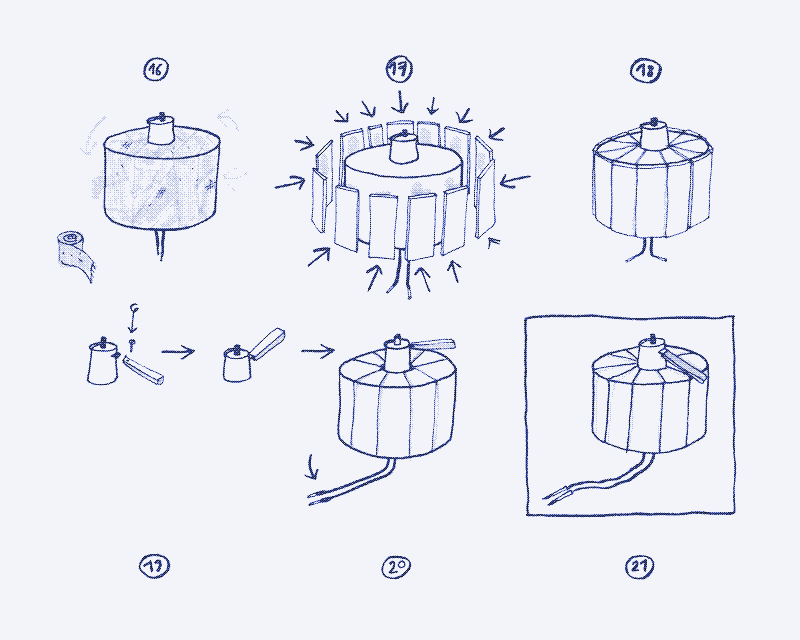 Image : instructions étape par étape (figures 16 à 21). Illustration par Marie Verdeil.