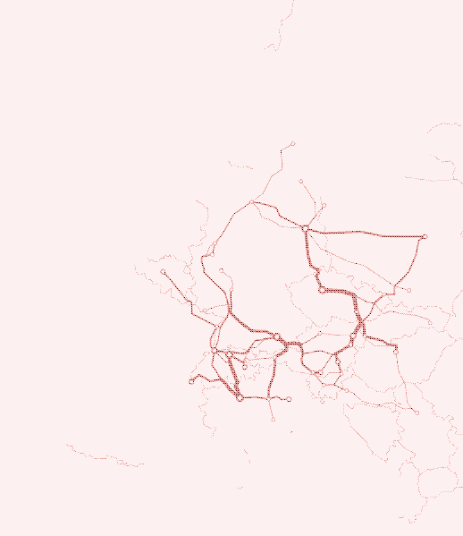 La rete Eurocity nel 2010. L’Europa occidentale ha optato per l’alta velocità. Wikipedia Commons.