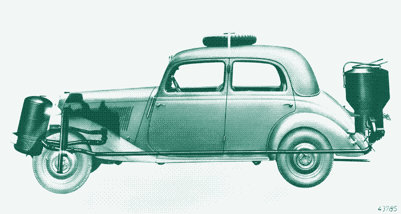 Afbeelding: een houtgasauto.