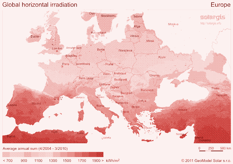 Kaart: SolarGIS.