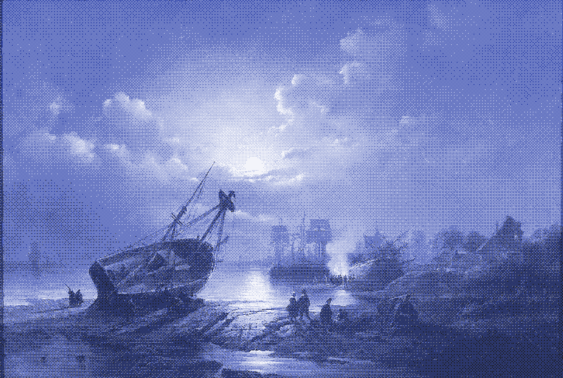Nachtelijk werk in de dokken, Henri Adolphe Schaep, 1856.