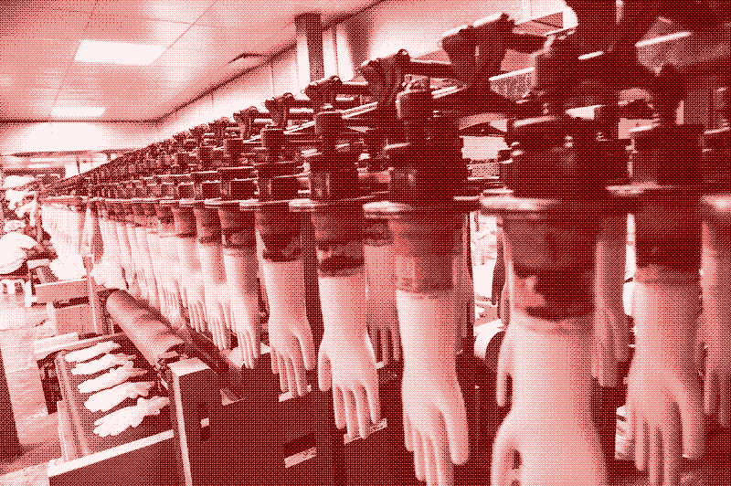Rubber handschoenen productielijn. Bron: iStock.