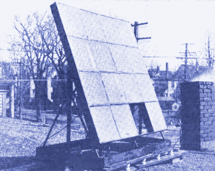 Hierboven: Het tweede zonnepaneel van Cove, waarvan een deel ontbreekt.  Bron: Technical World Magazine 11, nr.4, June 1909.