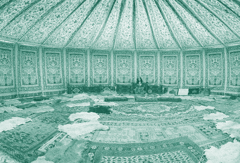 Afbeelding: Interieur van een traditionele Azerbeidzjaanse yurt. Afbeelding: G.Fargana (CC BY-SA 4.0).