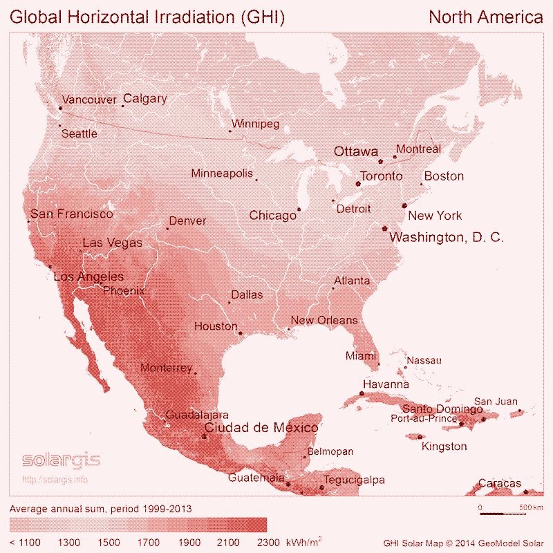 Nasłonecznienie w Europie i USA. Zdjęcia: SolarGIS