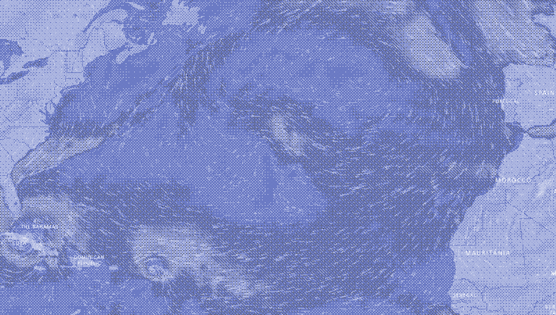 Grafika: Mapa wiatrów na Atlantyku, 9 września 2017 rok. Źródło: Windy