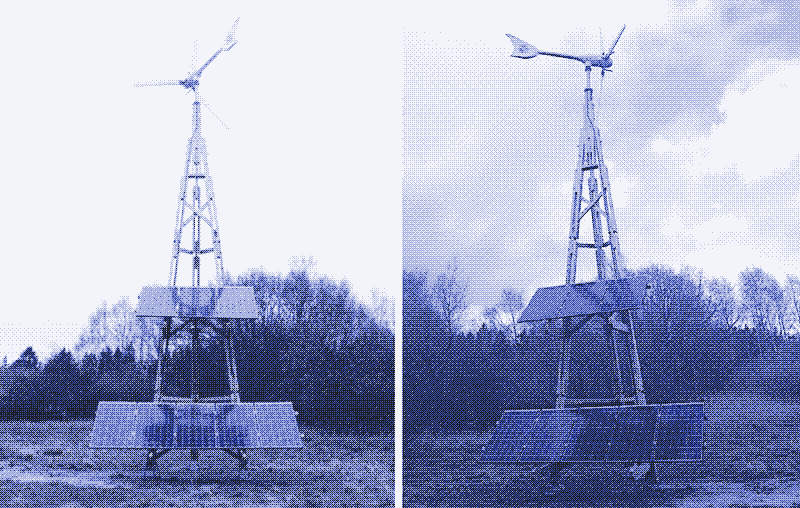 Panele solarne i turbina wiatrowa wykorzystują tę samą konstrukcję nośną. Zdjęcie: InnoVentum.