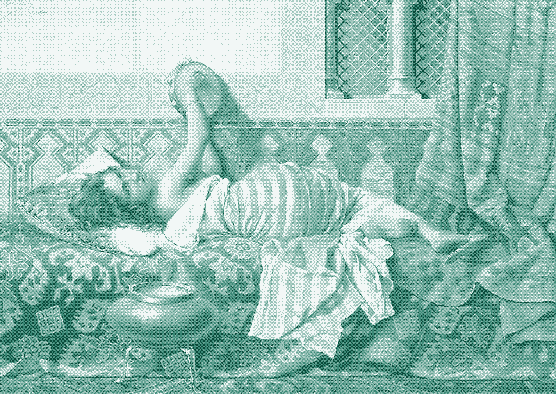 Hình ảnh: Odalisque, thư giãn, tranh của Francesco Ballesio (1860–1923). Ảnh thuộc phạm vi công cộng.